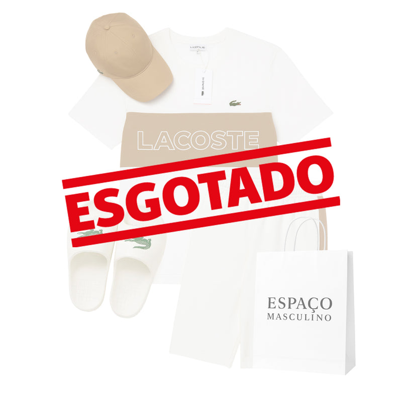 🐊 KIT Lacoste Premium (Boné, Camiseta, Bermuda e Chinelo)